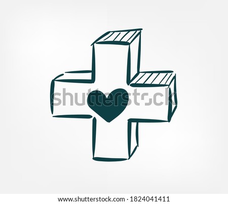 cross doodle vector concept isolated sign