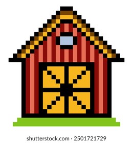 Cross door barn in pixel art style