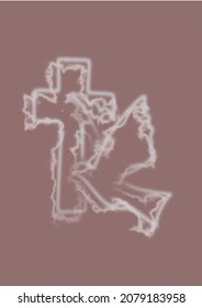 cross and dove background, holy spirit sign