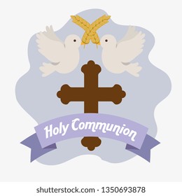 cross with doves and wheats to catholic event