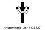 cross draped with cloth, black isolated silhouette