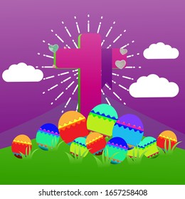 Cross and easter eggs illustration.
suitable for Easter themed designs