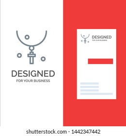 Cross, Easter, Halloween, Holiday, Necklace Grey Logo Design and Business Card Template