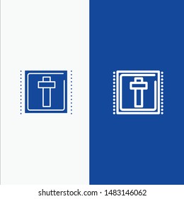 Cross, Easter, Holiday, Sign Line and Glyph Solid icon Blue banner Line and Glyph Solid icon Blue banner