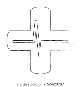 cross with ekg isolated icon