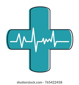 cross with ekg isolated icon