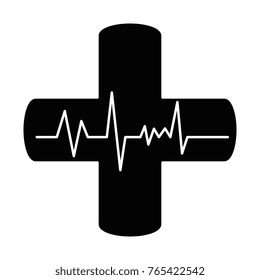 cross with ekg isolated icon