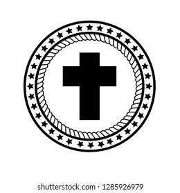 cross emblem, label, badge, logo, icon.