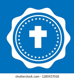 cross emblem, label, badge, logo, icon.