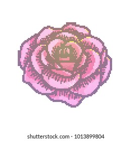 Cross embroidery rose scheme vector illustration isolated