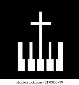 cross emerging from piano keys