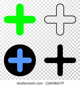 Cross EPS vector icon with contour, black and colored versions. Illustration style is flat iconic symbol on chess transparent background.