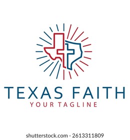 Cross faith of Texas map logo icon