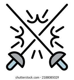 Cross fencing icon outline vector. Sport duel. Rapier fence