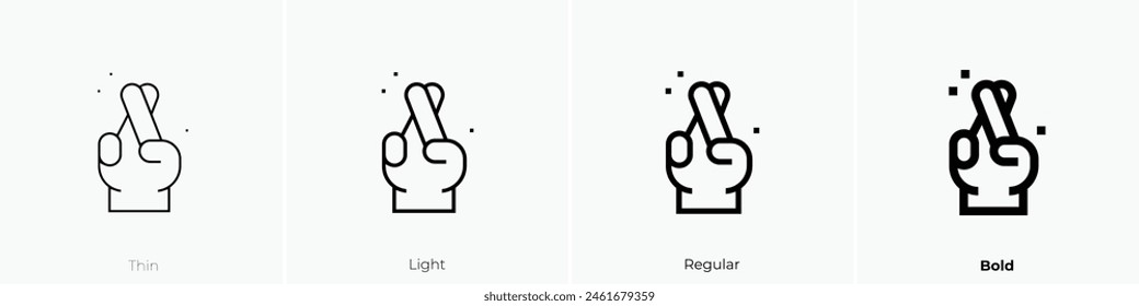 cross fingers icon. Thin, Light Regular And Bold style design isolated on white background