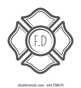 Cross firefighter vector illustration in monocrome vintage style. Design elements for logo, label, emblem.