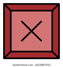 Cross firewall icon. Outline cross firewall vector icon color flat isolated