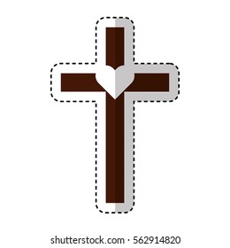 cross first communion icon vector illustration design