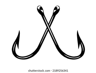 Cross Fishing Hooks Vector Black Stock Vector (Royalty Free) 2189256341 ...