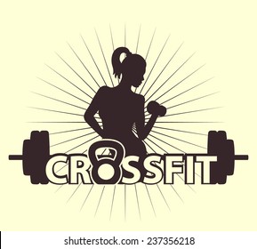 Cross Fit Logo With Girl Vector Illustration, Eps10, Easy To Edit