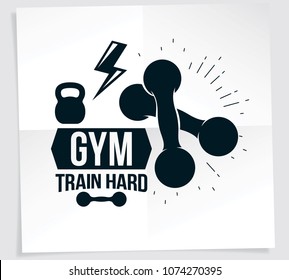 Cross fit vector motivation poster. Train hard lettering.