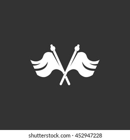 Cross flag vector logo isolated on a black background. Icon silhouette design template. Simple symbol concept in flat style. Abstract sign, pictogram for web, mobile and infographics