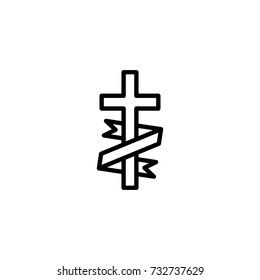 Cross flat icon. Single high quality outline symbol of funeral for web design or mobile app. Thin line signs of deth for design logo, visit card, etc. Outline logo of life.