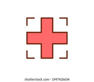 Icono cruzado plano. Señales de línea delgada para el logotipo de diseño, tarjeta de visita, etc. Símbolo de esquema único de alta calidad para diseño web o aplicación móvil. Pictograma de contorno médico.