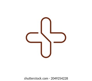 Cross flat icon. Thin line signs for design logo, visit card, etc. Single high-quality outline symbol for web design or mobile app. Medical outline pictogram.