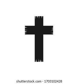 Cross in flat style. Religious sign design art. Vector isolated illustration.