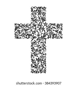 The Cross from a floral ornament on a white background.