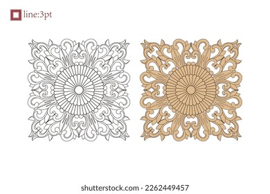 Cross floral vector ornamental pattern. Classical baroque style. Vintage pattern. Simple luxury delicate abstract geometric spiral symmetry art curve.