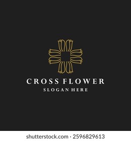 Cross flower logo icon design template vector illustration