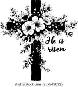 Cross Flowers Cut File, Faith, Vintage Christian Cross, god,Cross Hand-drawn, Jesus, Cross Png, Religious, christian, bible