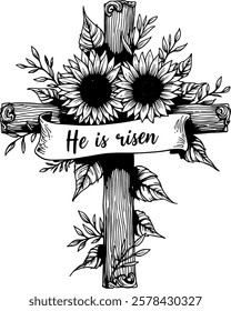 Cross Flowers Cut File, Faith, Vintage Christian Cross, god,Cross Hand-drawn, Jesus, Cross Png, Religious, christian, bible