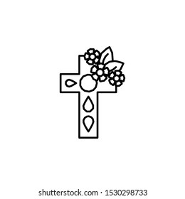 Cross, flowers, plants icon. Element of Dia de muertos icon