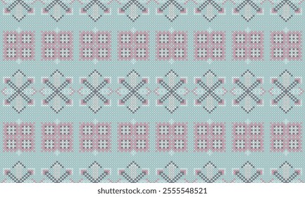 Cross flowers Seamless cross stitch pattern Thailand