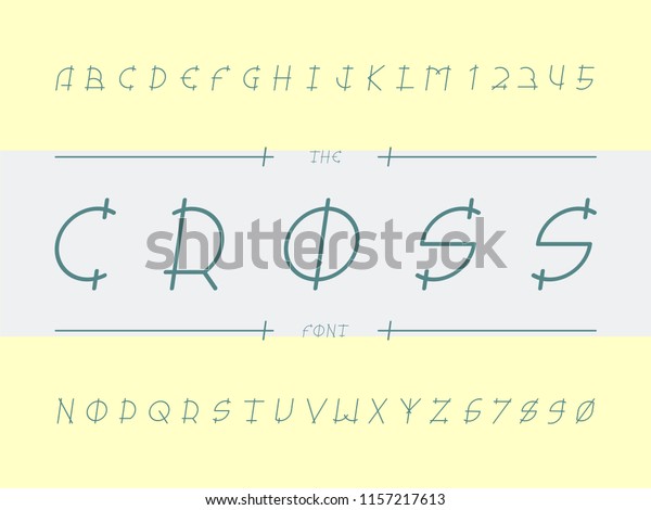 Cross Font Vector Alphabet Letters Numbers: Vector có sẵn (miễn phí bản ...