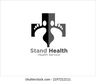 Cross And Foot Symbol For Medical Service And Health Clinic Or Hospital Logo