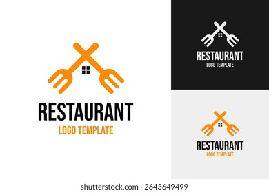 Cross fork for house restaurant logo design template vector illustration