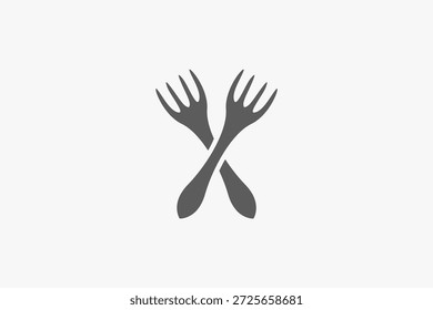 Kreuzgabel einfaches Silhouette-Logo 