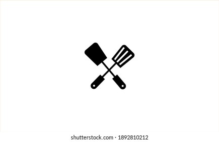 Cross fork and sold tumor icon. BBQ and grill tools. Barbecue utensil. Vector illustration.