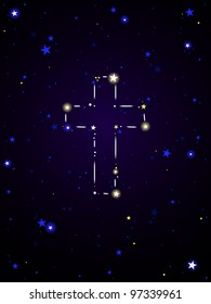 Cross formed from a constellation of stars