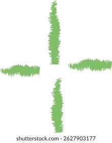Uma cruz é formada usando traços de lápis de cera texturizados para uma sensação natural.  Este sinal de adição abstrato usa linhas curtas e ásperas de forma semelhante para formar uma forma comparável. Ilustração de vetor de desenhos animados