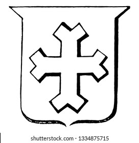 Cross Fourch having the extremities divided into two said of any bearing, vintage line drawing or engraving illustration.