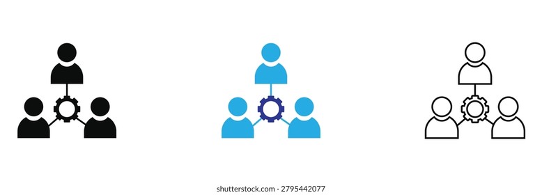 Cross functional icon. Business Partnership, Employee Network and Group Management Symbols. Leadership, Business Organization and Project Management.