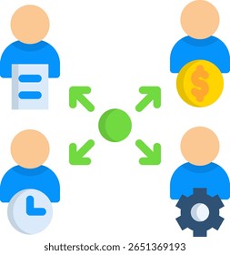 Cross Functional Icon Flat Vector Illustration
