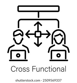 Cross functional icon in linear style