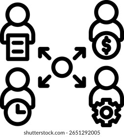 Cross Functional Icon Outline Vector Illustration