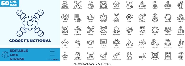 Cross Functional Line Editable Icons set